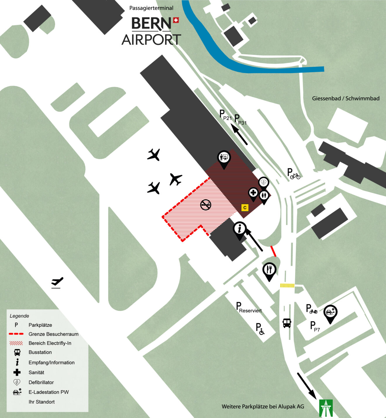 Situationskarte Bern Airport